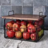 Gourmet Basics® Madam Grid Stacking and Nesting Basket with Mango Wood Lid- Fruit And Storage Baskets