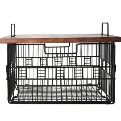 Gourmet Basics® Madam Grid Stacking and Nesting Basket with Mango Wood Lid- Fruit And Storage Baskets