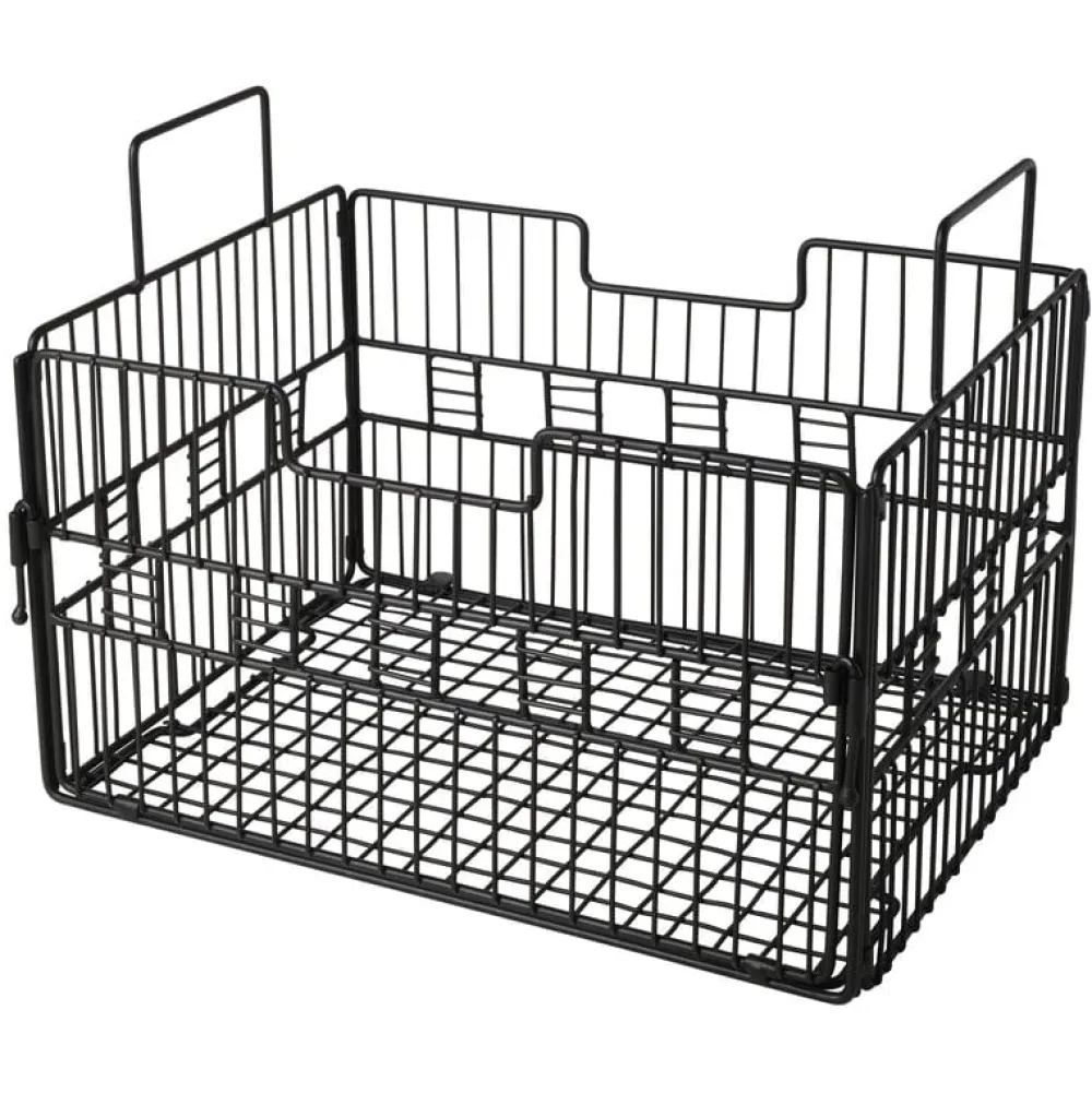 Gourmet Basics® Madam Grid Stacking and Nesting Basket with Mango Wood Lid- Fruit And Storage Baskets