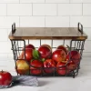 Gourmet Basics® Madam Stacking And Nesting Basket with Acacia Lid- Fruit And Storage Baskets