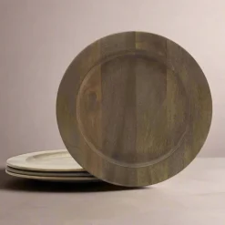 Gourmet Basics® Mango Wood Set of 4 Charger Plates- Decor