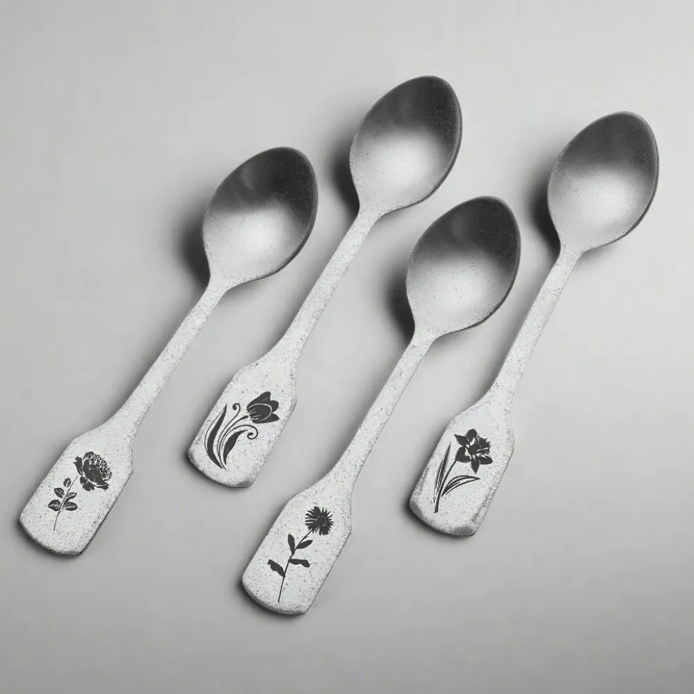 Towle® Living Matte Floral Set of 4 Mini Coffee Spoons- Openstock|Sets