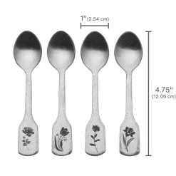 Towle® Living Matte Floral Set of 4 Mini Coffee Spoons- Openstock|Sets
