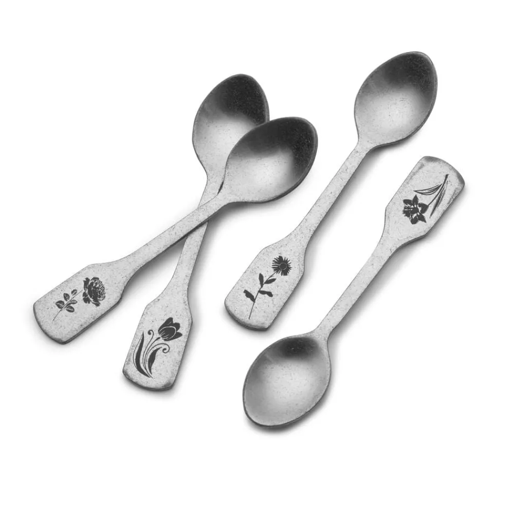 Towle® Living Matte Floral Set of 4 Mini Coffee Spoons- Openstock|Sets