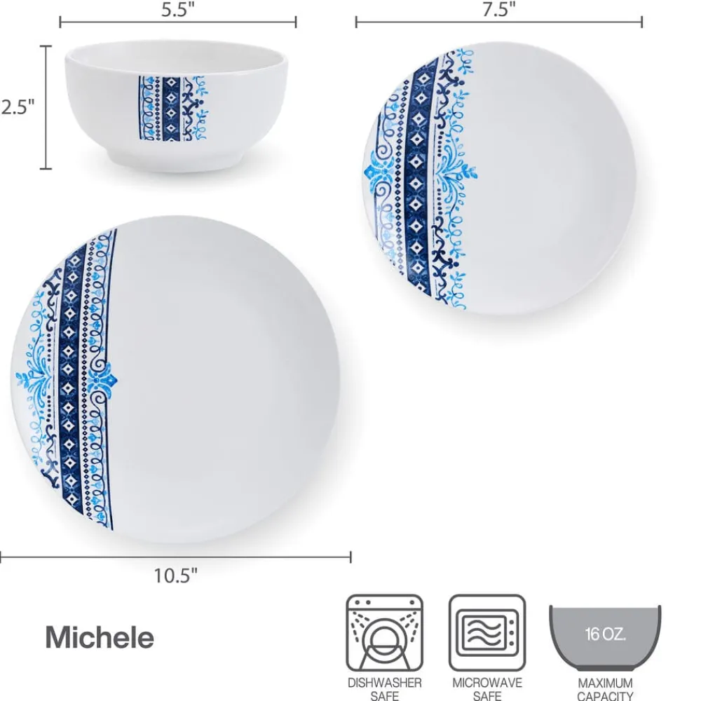 Studio Nova Michele 12 Piece Dinnerware Set, Service for 4- Dinnerware Service For 4