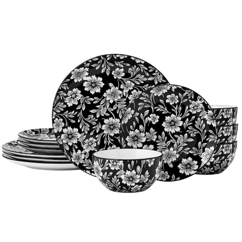 Pfaltzgraff® Midnight Blooms 12 Piece Dinnerware Set, Service for 4- Dinnerware Service For 4