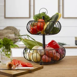 Gourmet Basics® Monroe 2 Tier Fruit Storage Basket- Fruit And Storage Baskets