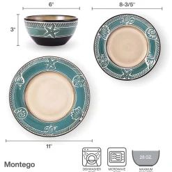 Pfaltzgraff® Montego 12 Piece Dinnerware Set, Service for 4- Dinnerware Service For 4