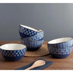 Pfaltzgraff® Navy Set of 6 Soup Cereal Bowls, Assorted- Soup Cereal Bowls