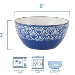 Pfaltzgraff® Navy Set of 6 Soup Cereal Bowls, Assorted- Soup Cereal Bowls