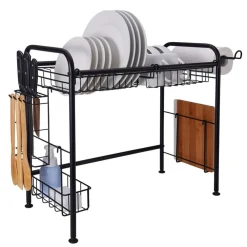 Gourmet Basics® Over the Sink 2 Tier Organizer Dish Drying Rack, 31 Inch- Fruit And Storage Baskets