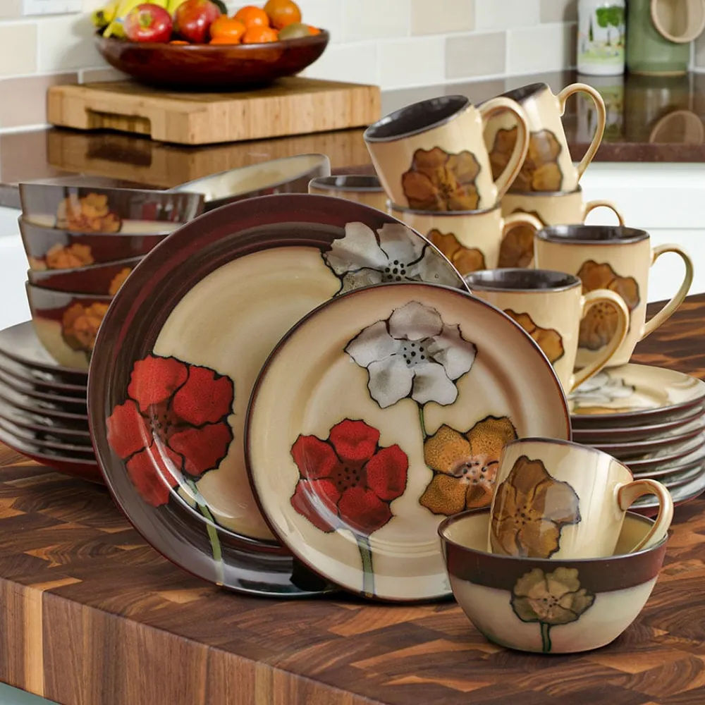 Pfaltzgraff® Painted Poppies 32 Piece Dinnerware Set, Service for 8- Dinnerware Service For 8