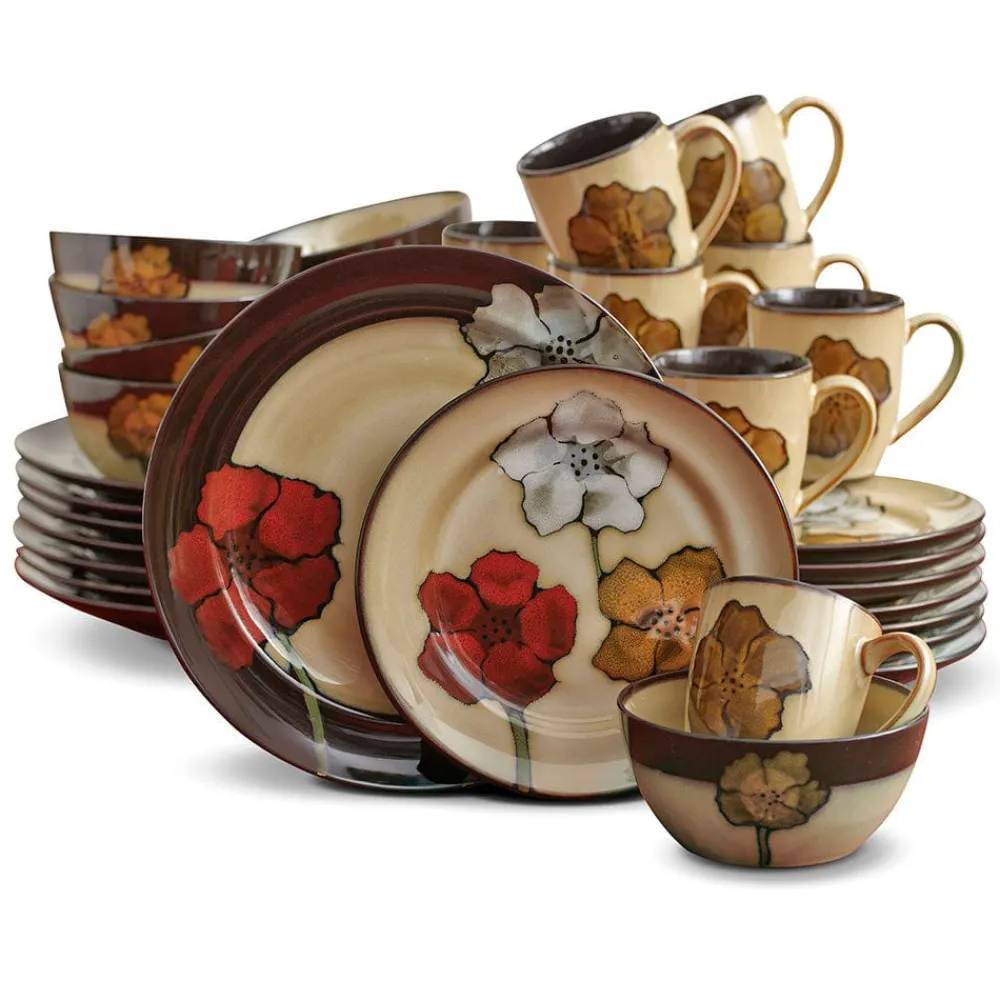 Pfaltzgraff® Painted Poppies 32 Piece Dinnerware Set, Service for 8- Dinnerware Service For 8