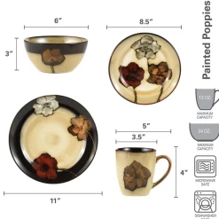 Pfaltzgraff® Painted Poppies 32 Piece Dinnerware Set, Service for 8- Dinnerware Service For 8