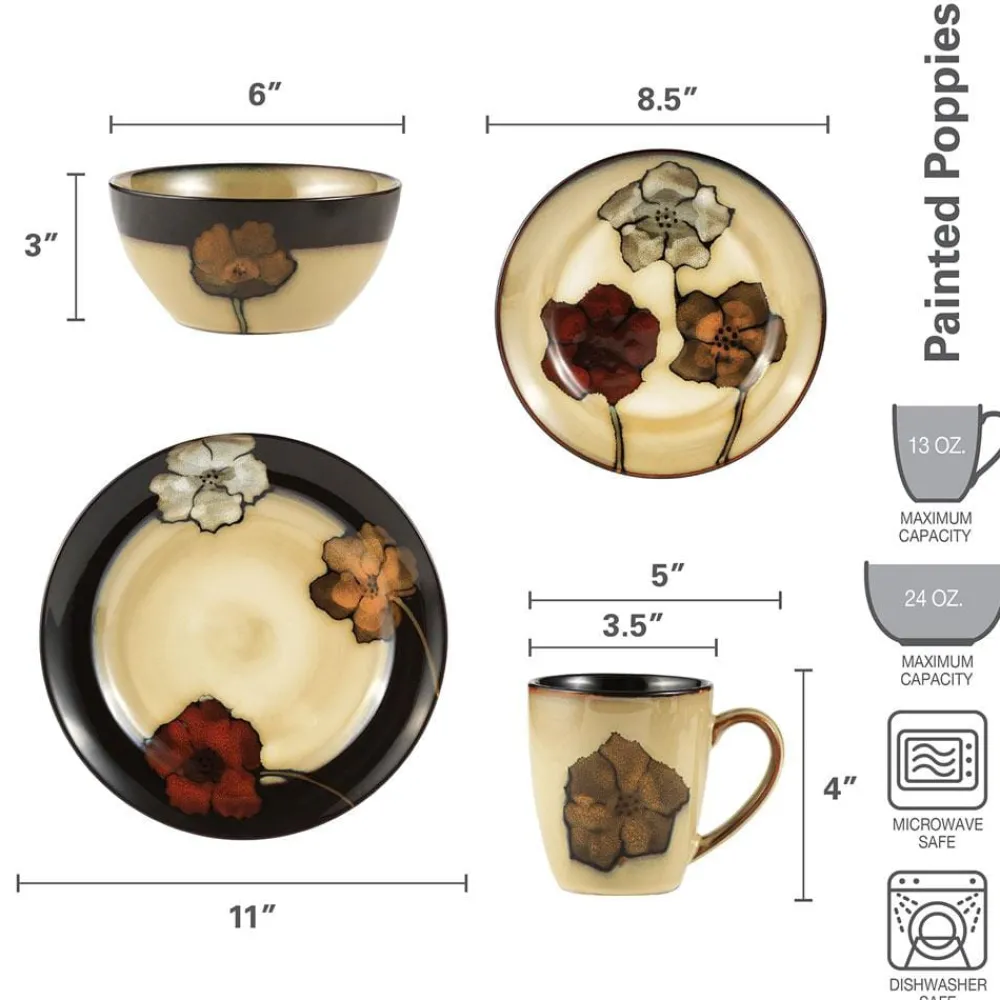 Pfaltzgraff® Painted Poppies 32 Piece Dinnerware Set, Service for 8- Dinnerware Service For 8