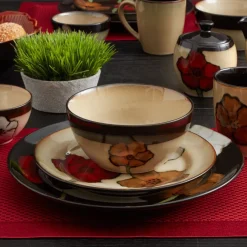 Pfaltzgraff® Painted Poppies 16 Piece Dinnerware Set, Service for 4- Dinnerware Service For 4