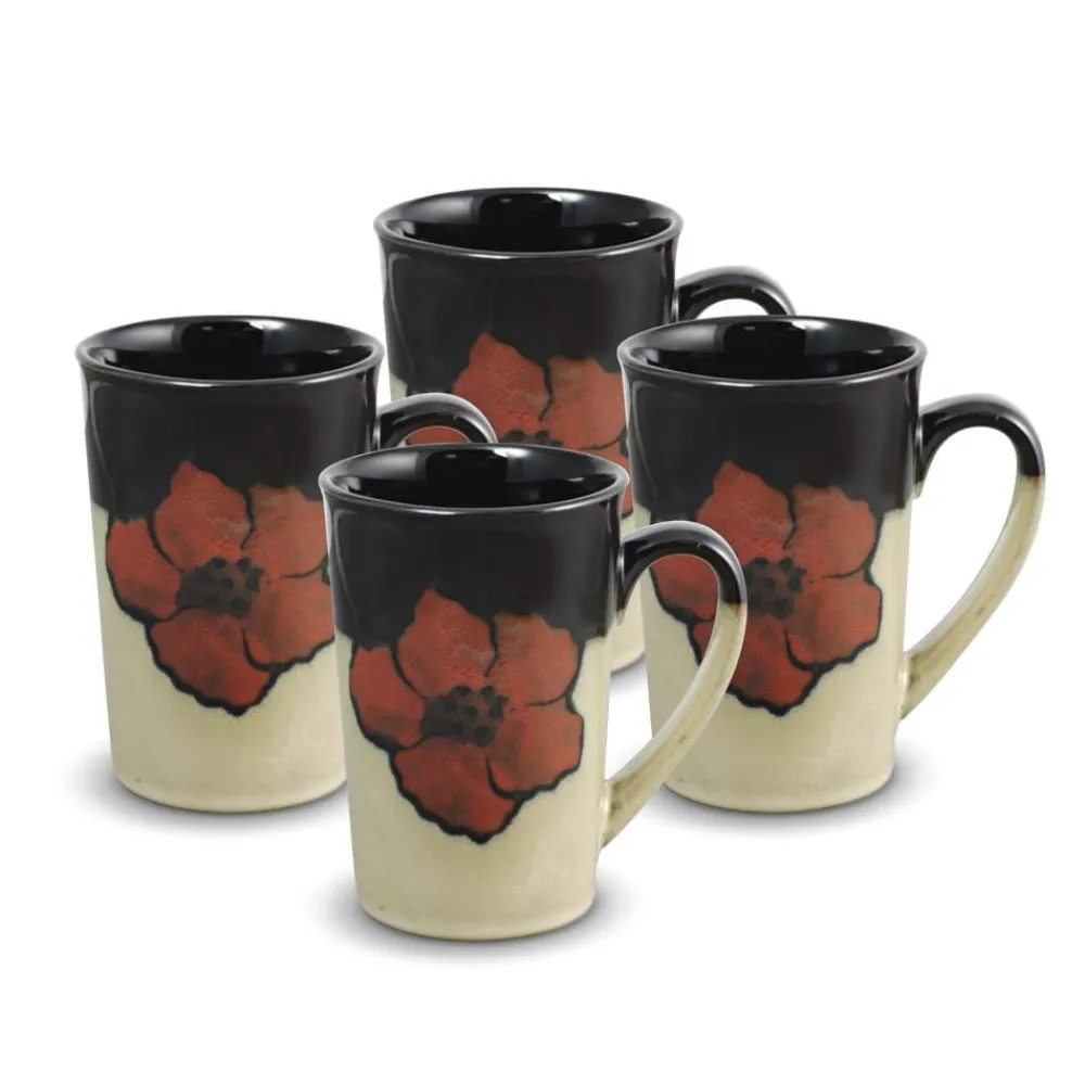 Pfaltzgraff® Painted Poppies Set of 4 Latte Mugs- Coffee Mugs