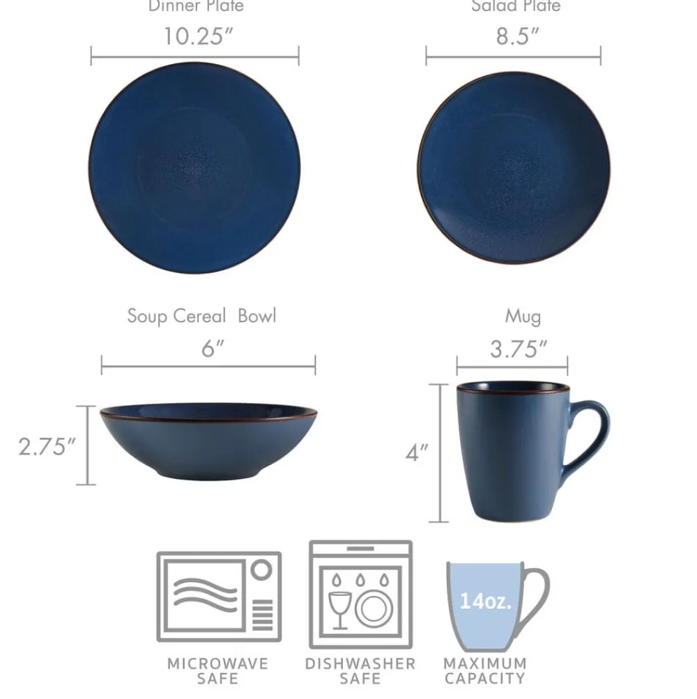 Pfaltzgraff® Pierce Blue 16 Piece Dinnerware Set, Service for 4- Dinnerware Service For 4