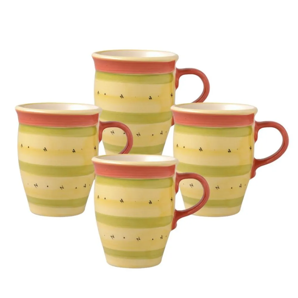 Pfaltzgraff® Pistoulet® Set of 4 Mugs with Red Handle- Coffee Mugs