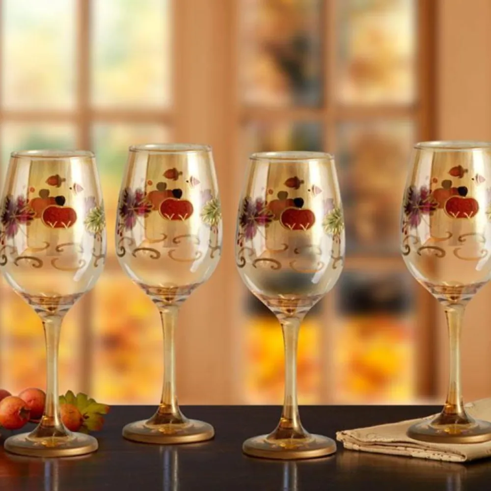 Pfaltzgraff® Plymouth Set of 4 Leaf Luster Wine Glasses- Drinking Glasses