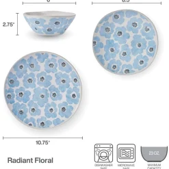 Pfaltzgraff® Radiant Floral 12 Piece Set, Service for 4- Dinnerware Service For 4
