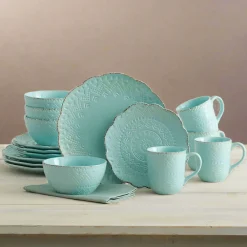 Pfaltzgraff® Remembrance Teal Dinnerware Set- Dinnerware Service For 8|Dinnerware Service For 4