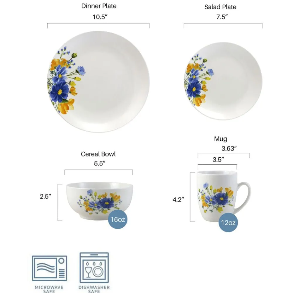 Studio Nova Rhea 16 Piece Dinnerware Set, Service for 4- Dinnerware Service For 4
