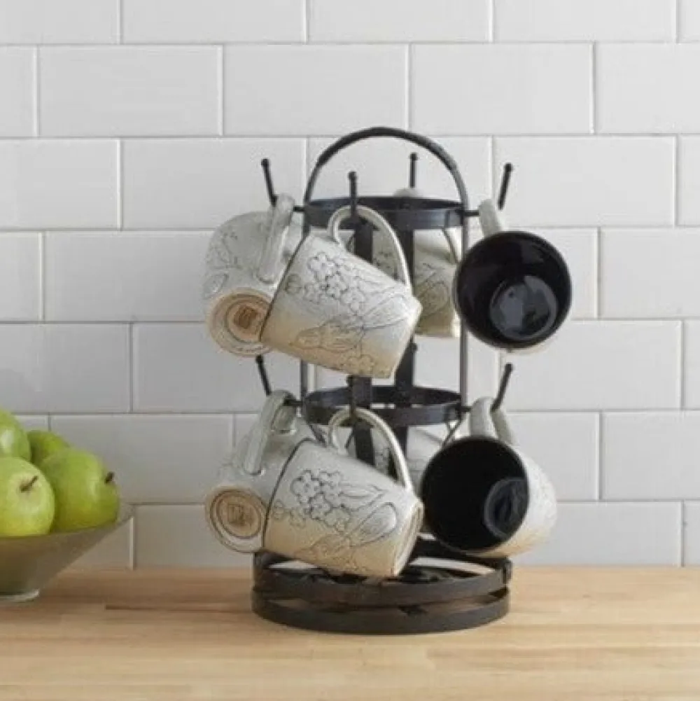 Gourmet Basics® Rotating Mug Tree- Fruit And Storage Baskets