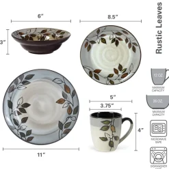 Pfaltzgraff® Rustic Leaves Dinnerware Set- Dinnerware Service For 8|Dinnerware Service For 4