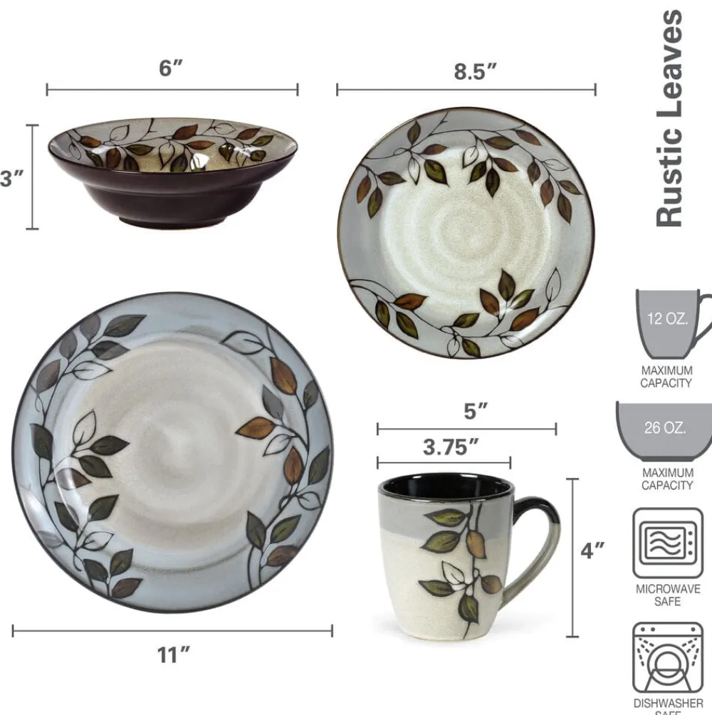 Pfaltzgraff® Rustic Leaves Dinnerware Set- Dinnerware Service For 8|Dinnerware Service For 4