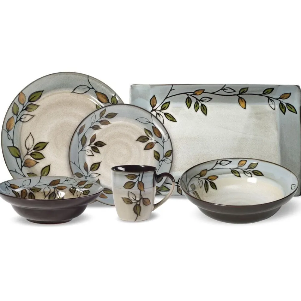 Pfaltzgraff® Rustic Leaves Service for 8 with Serveware- Dinnerware Service For 8