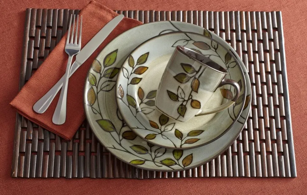 Pfaltzgraff® Rustic Leaves Service for 8 with Serveware- Dinnerware Service For 8