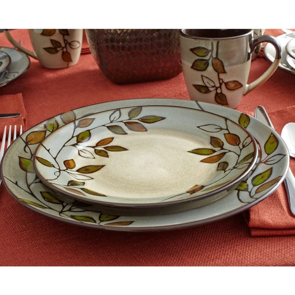 Pfaltzgraff® Rustic Leaves Service for 8 with Serveware- Dinnerware Service For 8