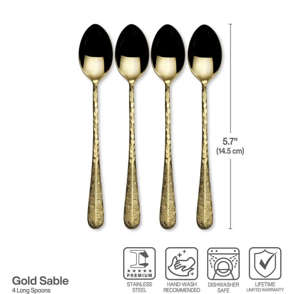 Gourmet Basics® Sable Gold Set of 4 Long Handled Spoons- Openstock