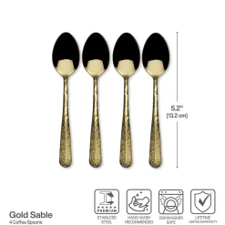 Gourmet Basics® Sable Gold Set of 4 Mini Coffee Spoons- Openstock
