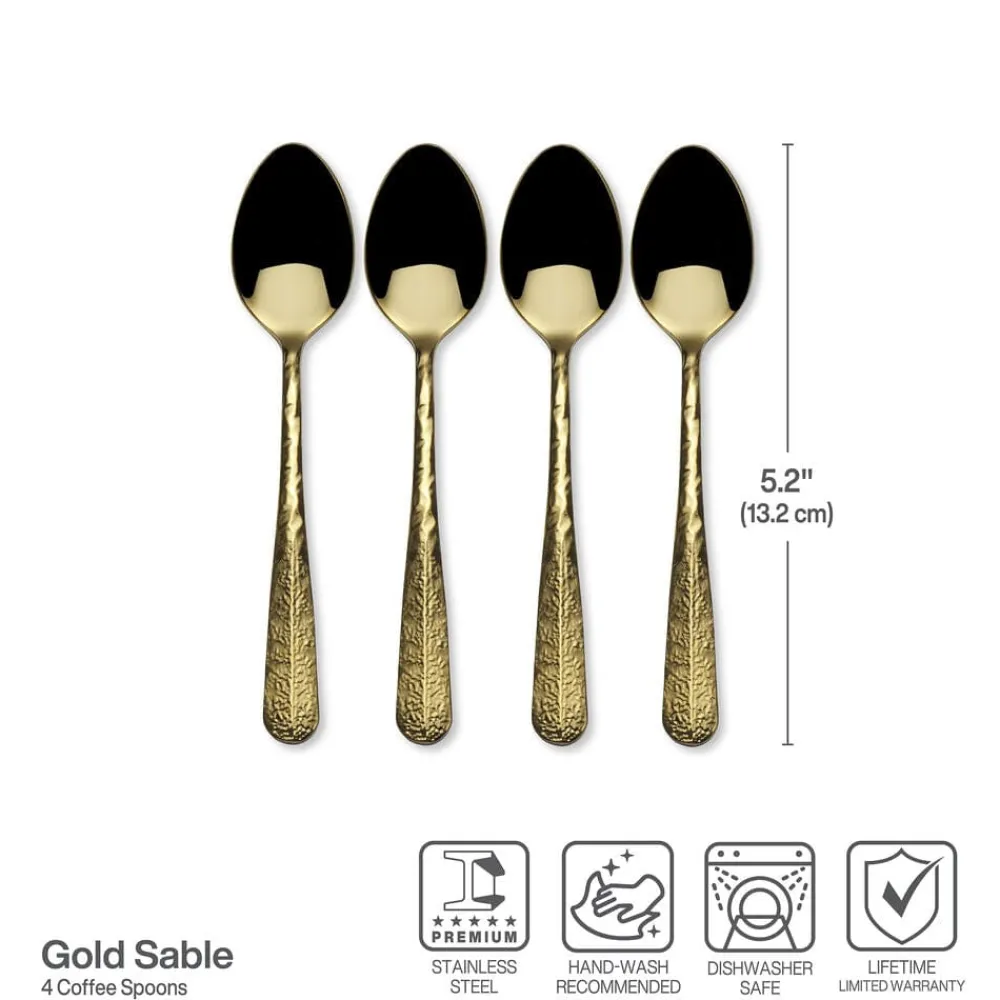 Gourmet Basics® Sable Gold Set of 4 Mini Coffee Spoons- Openstock