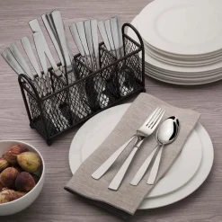 Pfaltzgraff® Satin Danford 24 Piece Flatware Set with Wire Caddy, Service for 6- Sets