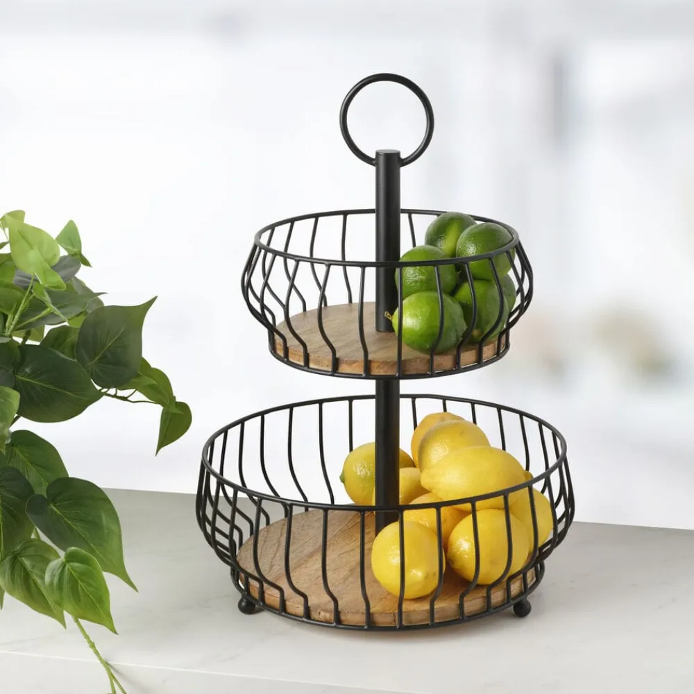 Gourmet Basics® Savannah 2 Tier Fruit Storage Basket- Fruit And Storage Baskets