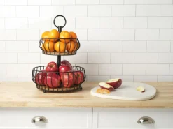 Gourmet Basics® Savannah 2 Tier Fruit Storage Basket- Fruit And Storage Baskets
