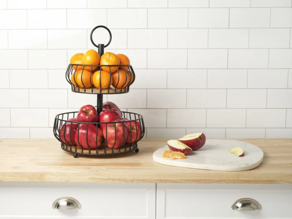 Gourmet Basics® Savannah 2 Tier Fruit Storage Basket- Fruit And Storage Baskets
