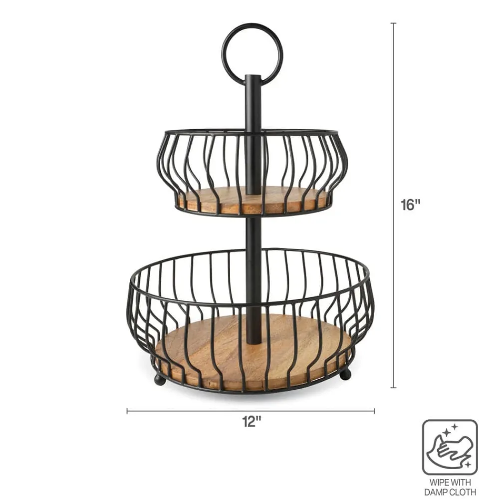 Gourmet Basics® Savannah 2 Tier Fruit Storage Basket- Fruit And Storage Baskets