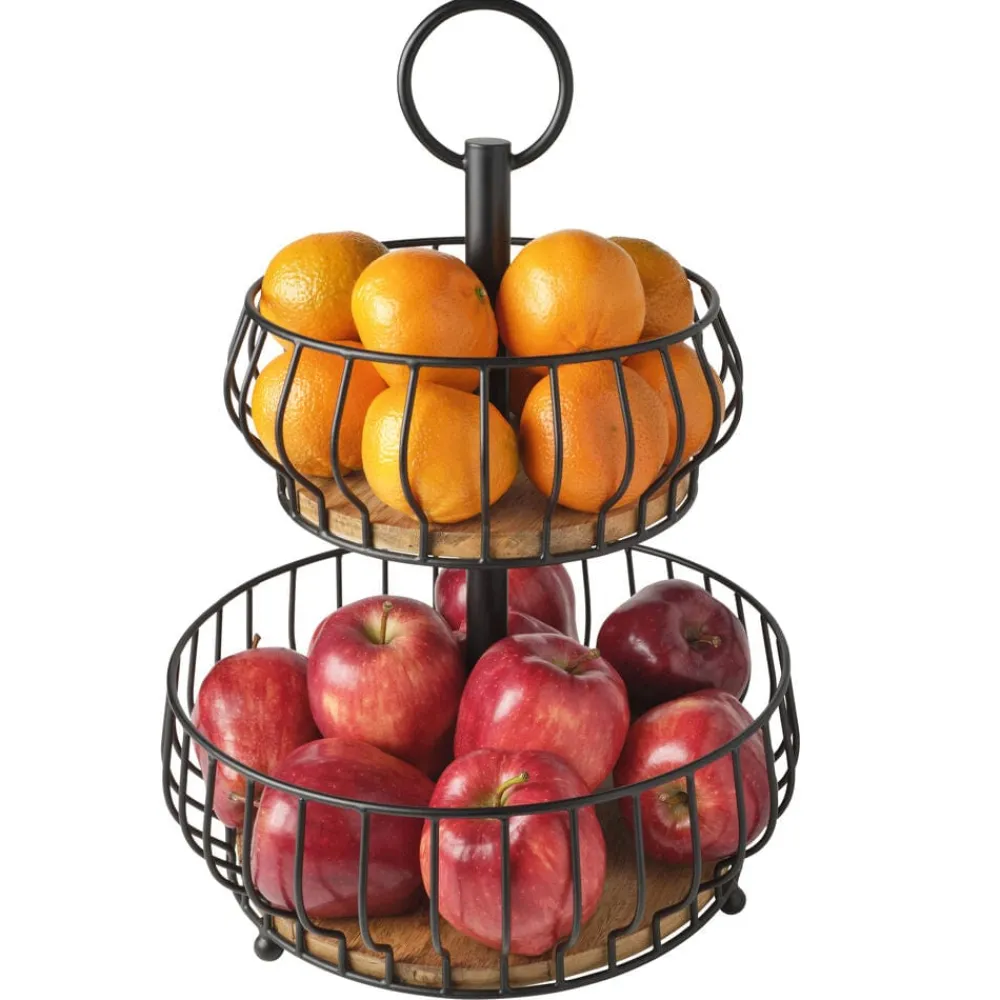 Gourmet Basics® Savannah 2 Tier Fruit Storage Basket- Fruit And Storage Baskets