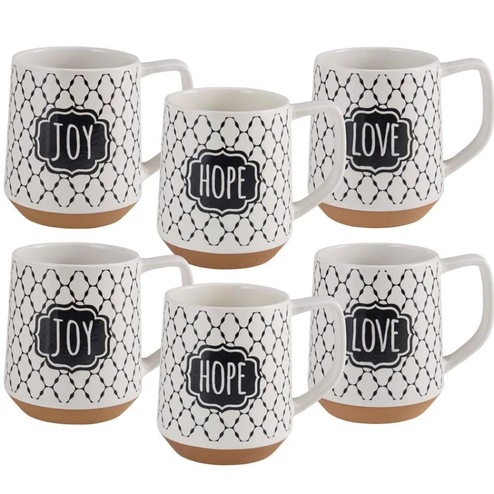 Pfaltzgraff® Sentiment Lattice Set of 6 Mugs, Assorted- Coffee Mugs