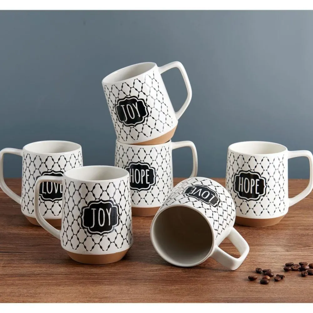 Pfaltzgraff® Sentiment Lattice Set of 6 Mugs, Assorted- Coffee Mugs