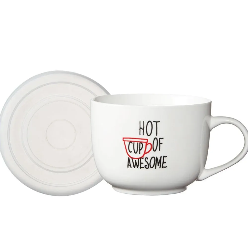 Pfaltzgraff® Sentiment Mugs Hot Cup Of Awesome Covered Soup Mug- Soup Cereal Bowls