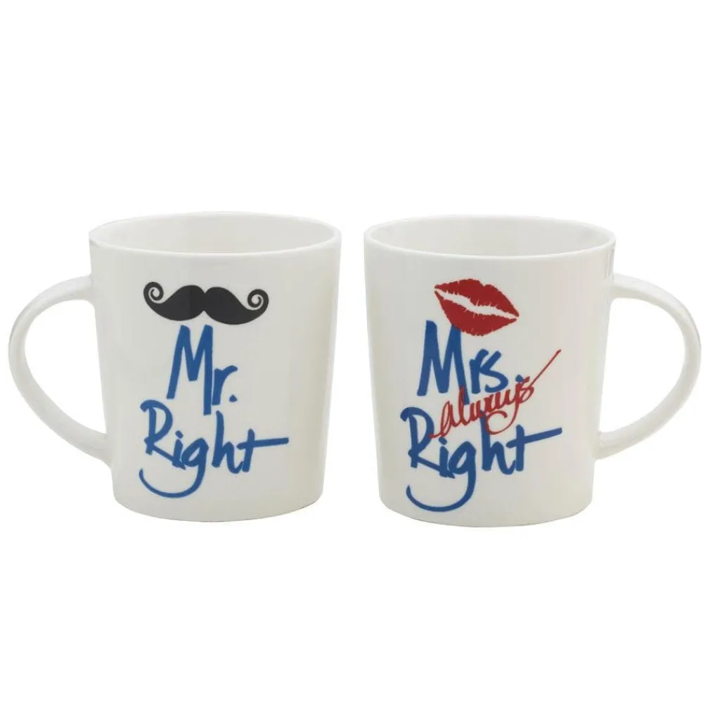 Pfaltzgraff® Sentiment Mugs Set of 2 Mr and Mrs Right Mugs- Coffee Mugs