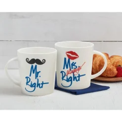 Pfaltzgraff® Sentiment Mugs Set of 2 Mr and Mrs Right Mugs- Coffee Mugs