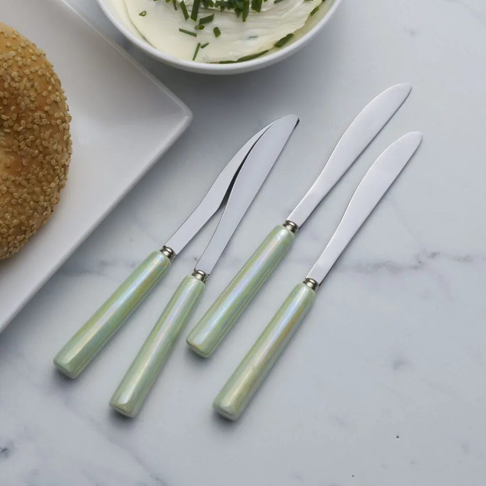 International® Silver Serenity Ceramic Handle Set of 4 Spreaders- Openstock