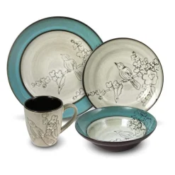Gourmet Basics® Song Bird Dinnerware Set- Dinnerware Service For 4|Dinnerware Service For 8