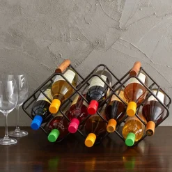 Gourmet Basics® Stackable 12 Bottle Wine Rack- Fruit And Storage Baskets